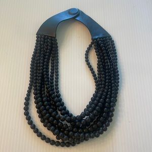 Longer length black matte bead necklace by Fairchild Baldwin